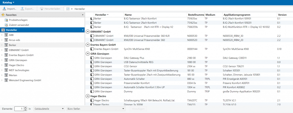 KNX selbst planen: ETS5 Katalog-Funktion