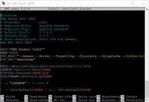 Einfügeservice: eibd Script in nano Editor