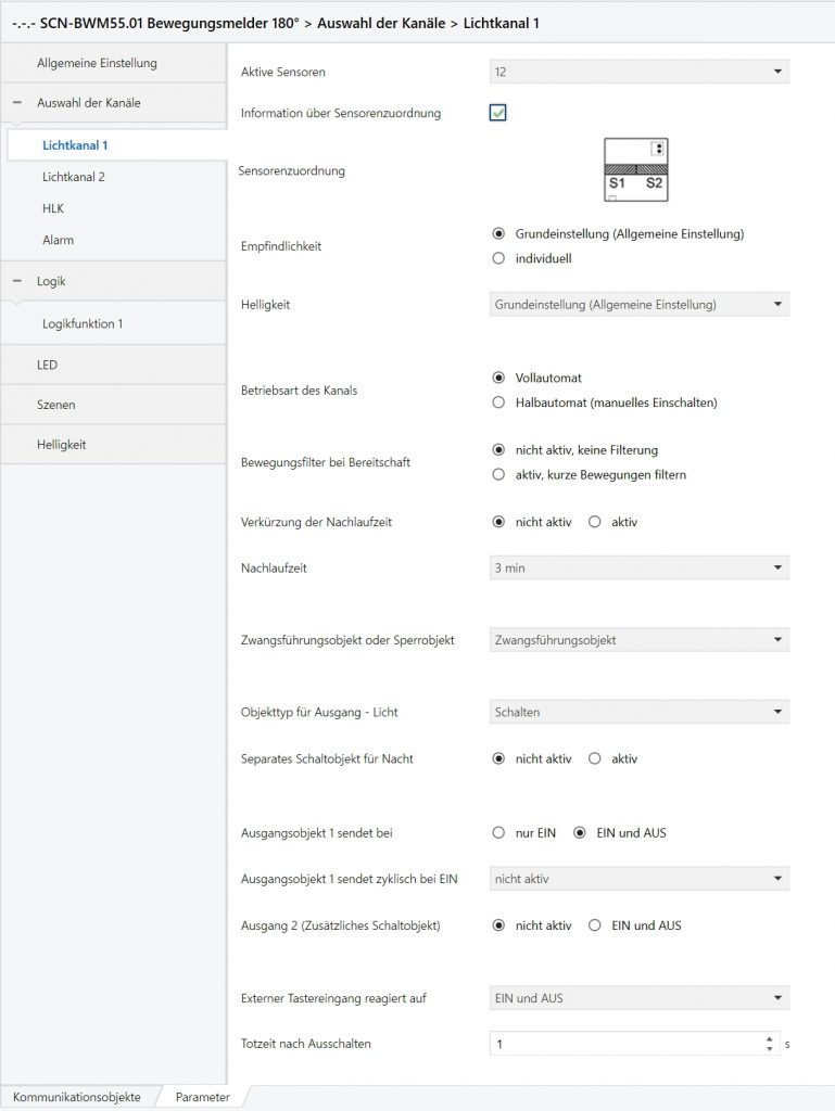 MDT Bewegungsmelder SCN-BWM55.G1 ETS Parametrierung